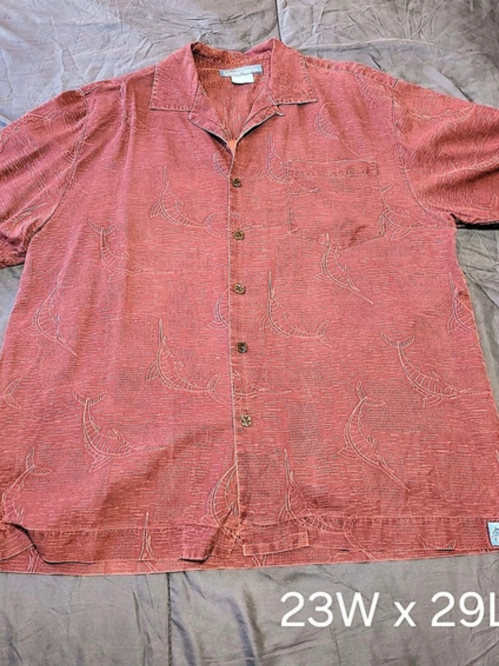 Bermuda Bay Textured Abstract Casual Shirt in Pink Size Large